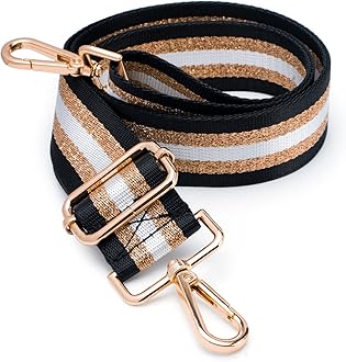 Purse/Guitar Strap - Black Gold White