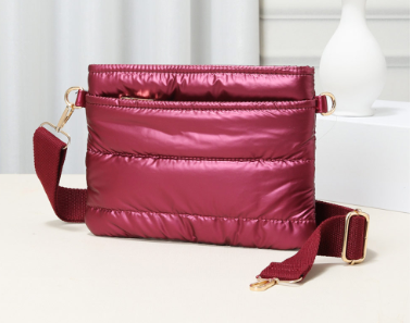 Burgundy Puffer Cross Body Bag