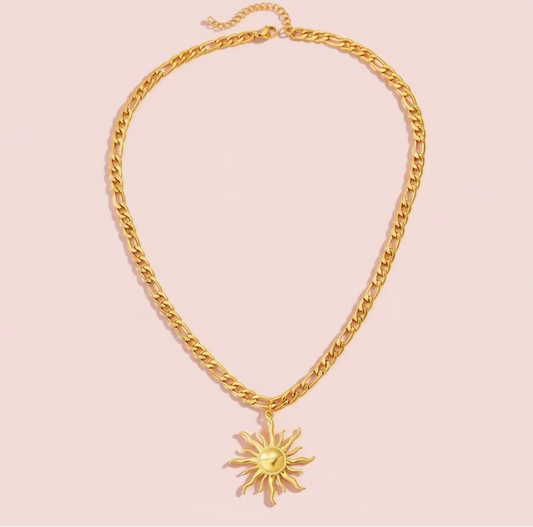 Elegant Sun 18K Gold Plated Pendant Necklace