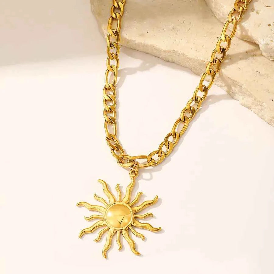 Elegant Sun 18K Gold Plated Pendant Necklace