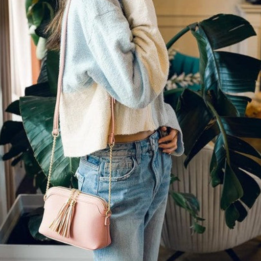 Tassel Small Crossbody Bag with Chain Strap