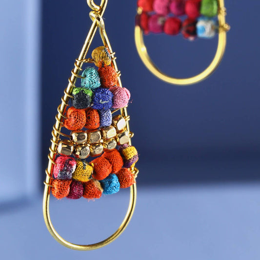 Handmade Teardrop Earrings with Seed Bead Accents
