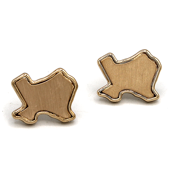 Texas Brushed Gold Stud Earrings