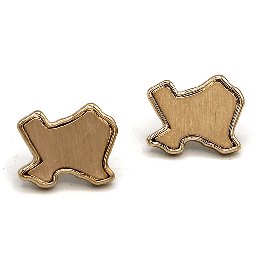 Texas Brushed Gold Stud Earrings