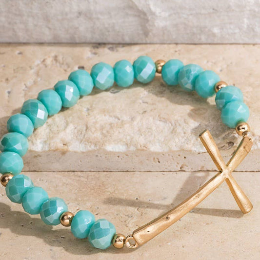 Hammered Metal Cross Bracelet