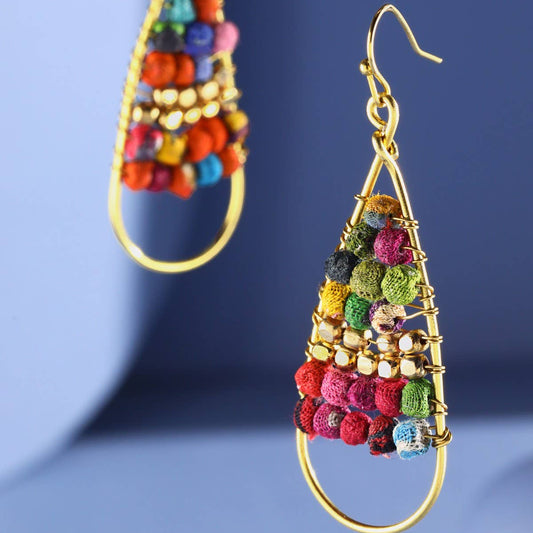 Handmade Teardrop Earrings with Seed Bead Accents
