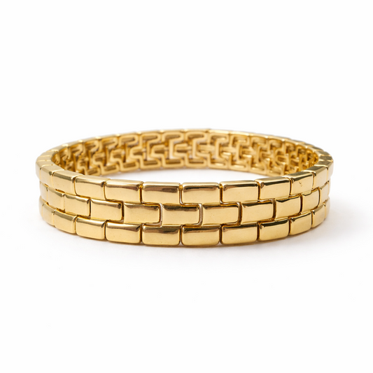 Gold Brick Link Stretch Bracelet