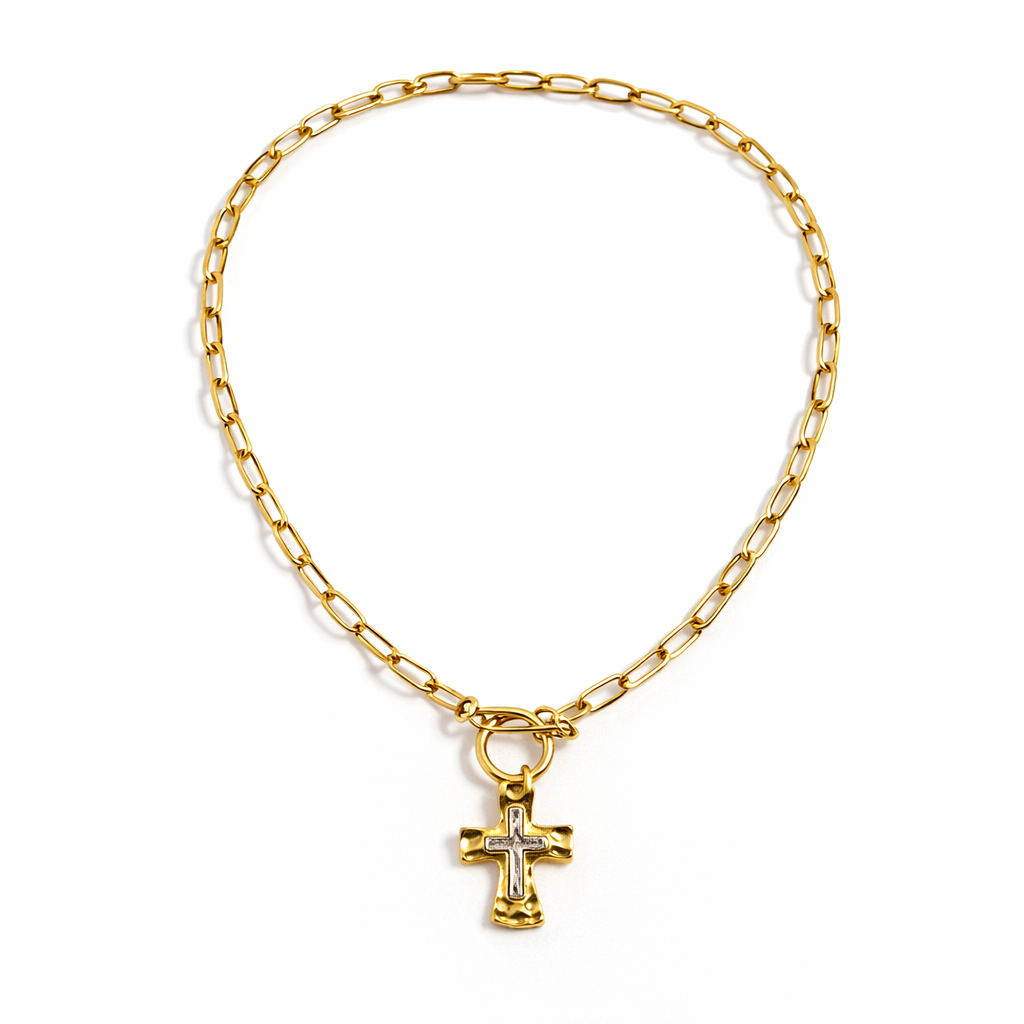 Chain Link Cross Pendant Necklace