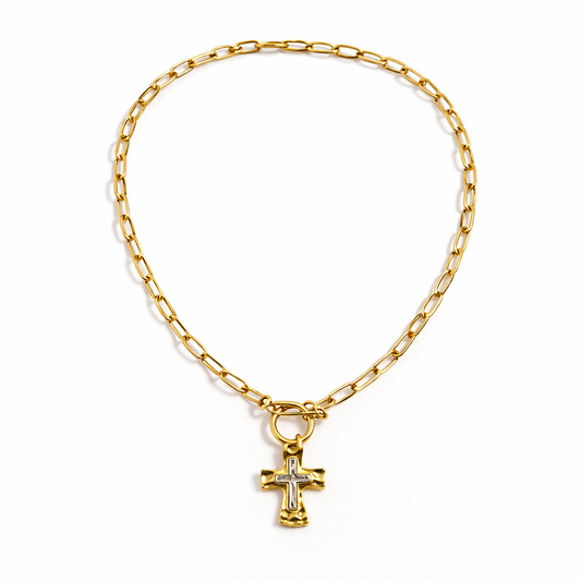 Chain Link Cross Pendant Necklace