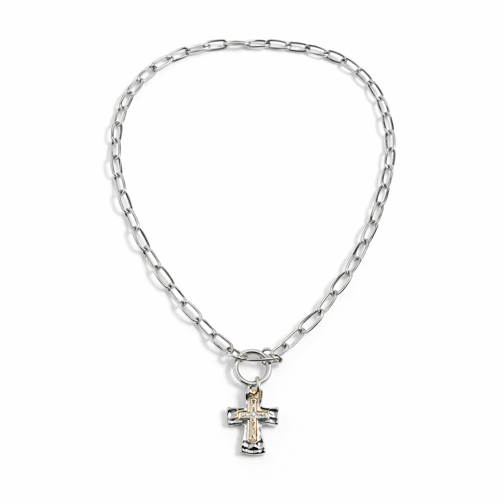 Chain Link Cross Pendant Necklace