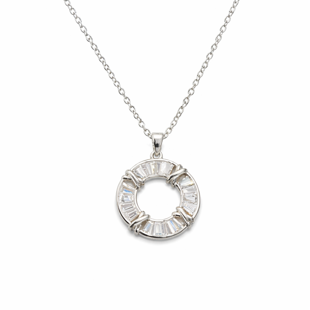 Crystal Circle Pendant Necklace