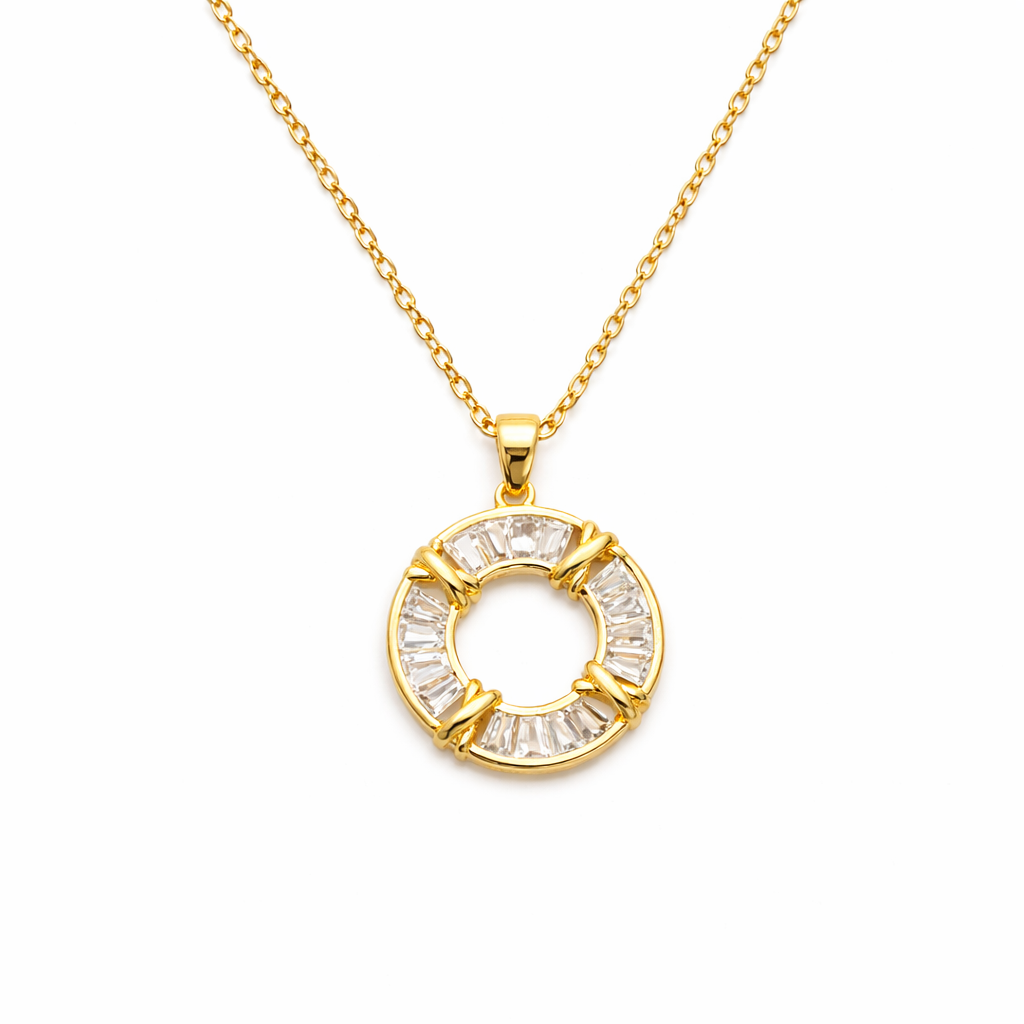 Crystal Circle Pendant Necklace