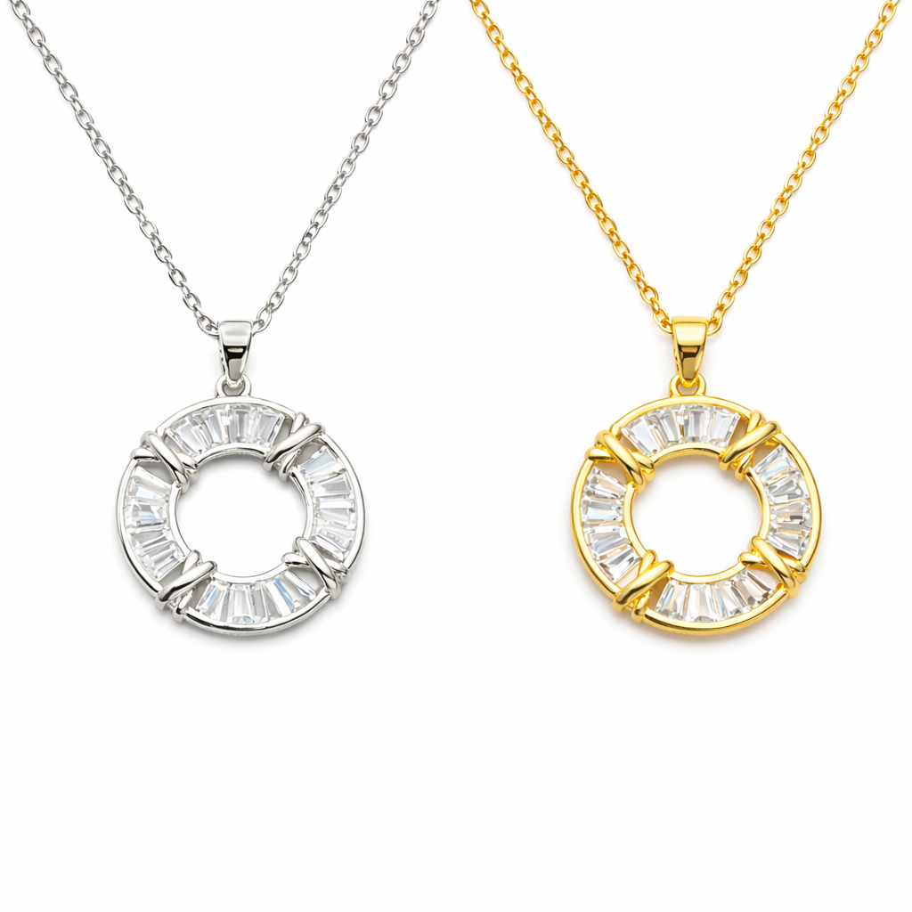 Crystal Circle Pendant Necklace