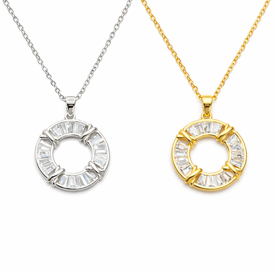 Crystal Circle Pendant Necklace