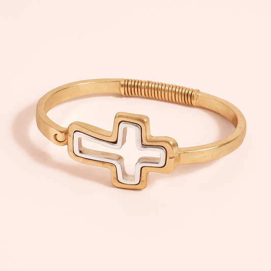 Two-Tone Cross Tension Bangles