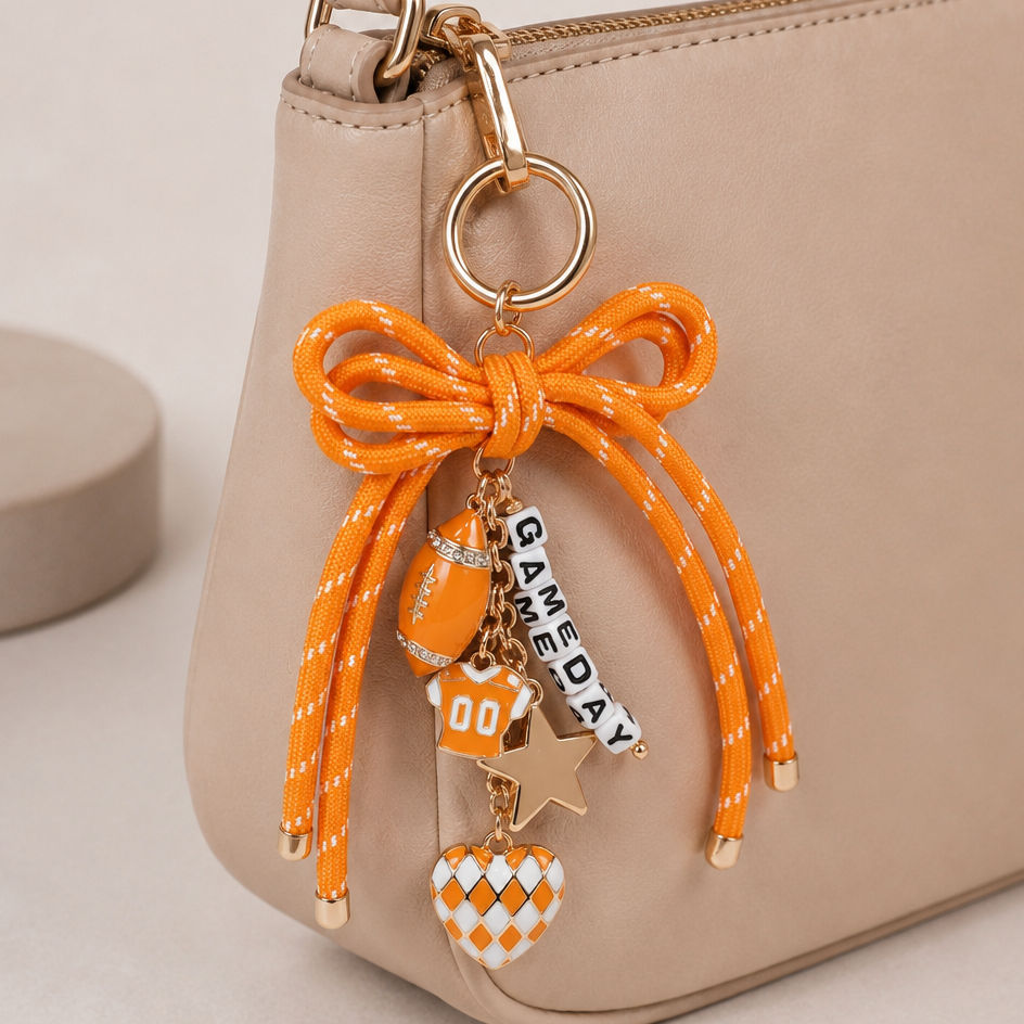 Orange & White Gameday Football Keychain (Copy)