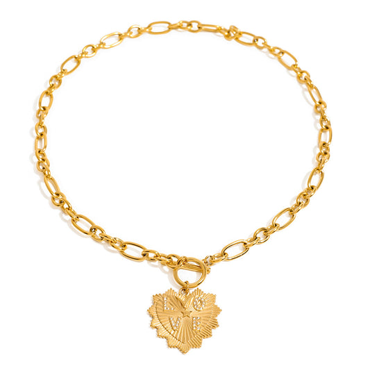 Heart Pendant Toggle Clasp Necklace