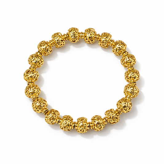 Gold Filigree Bead Stretch Bracelet