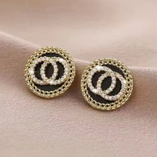 Black & Gold Circle Studs