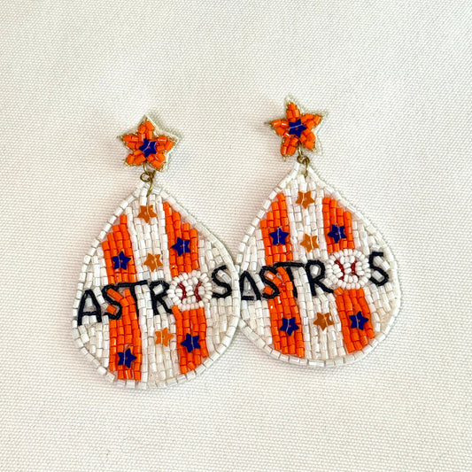 Astros Themed Earrings - Beaded