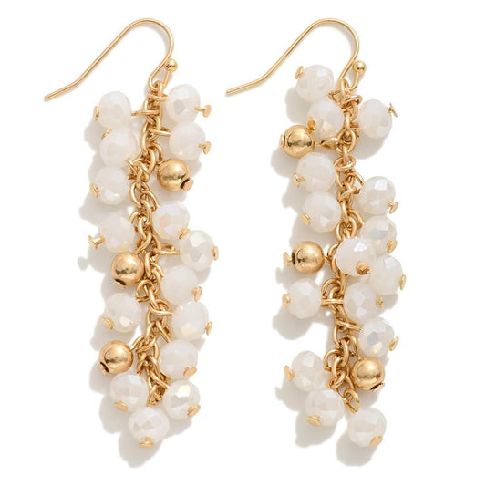 White Chain Link Drop Earrings