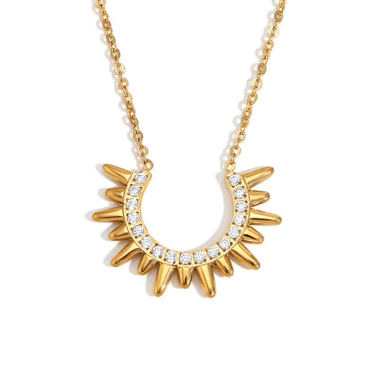 Sunburst Gold & Rhinestone Necklace