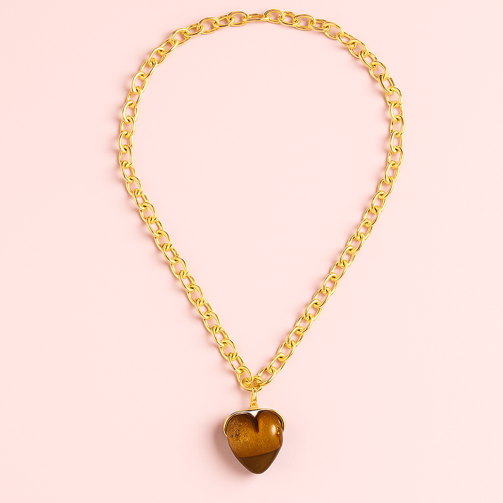 Glowing Brown Heart Pendant