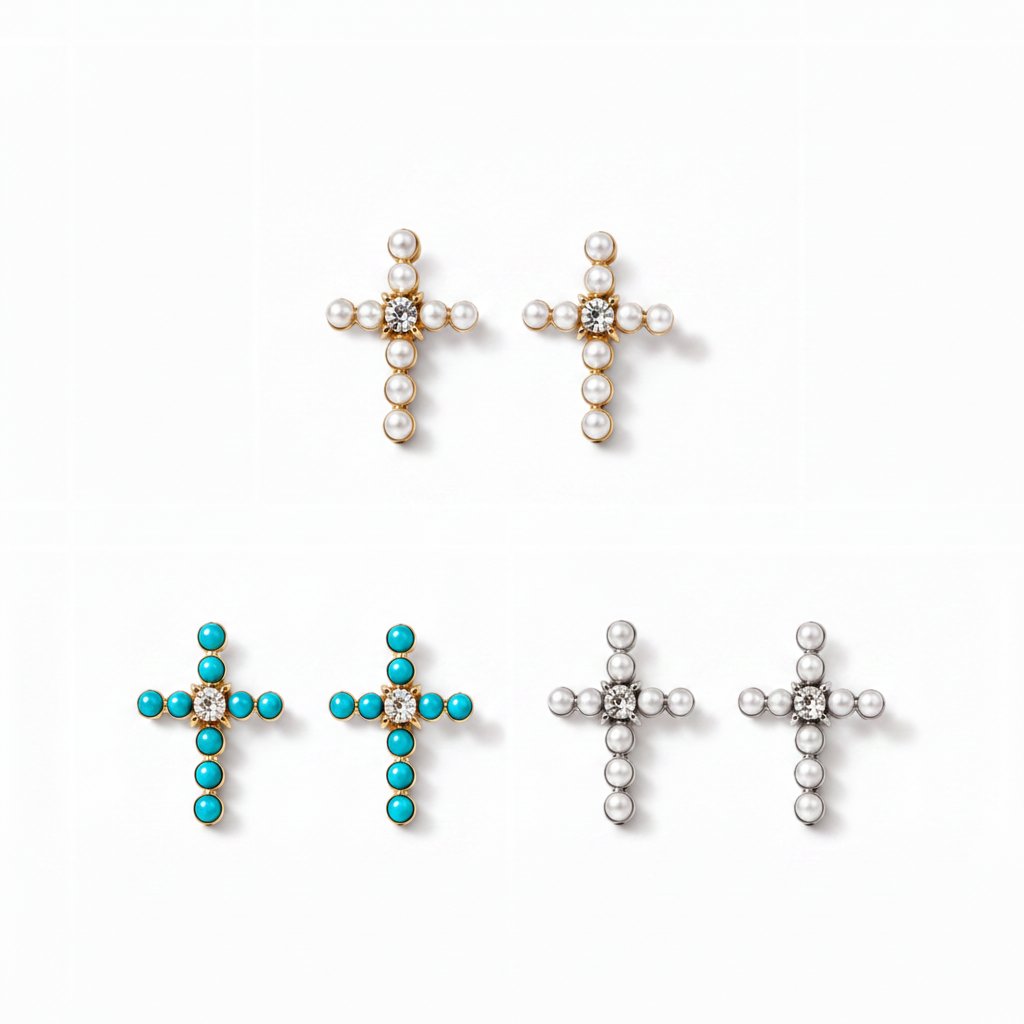 Colorful Cross Stud Earrings
