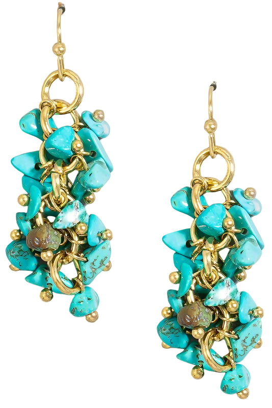 Turquoise Nugget Dangle Earrings