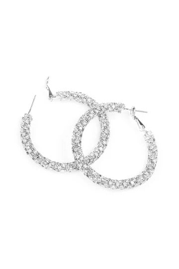 Sparkle Silver Hoops