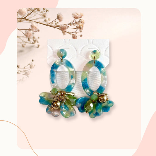 Pale Blue & Green Acrylic Drop Earrings