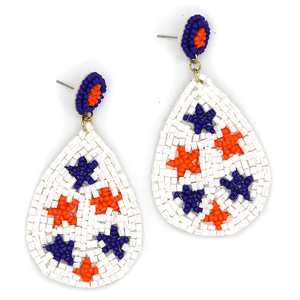 Astros Themed Earrings (White)