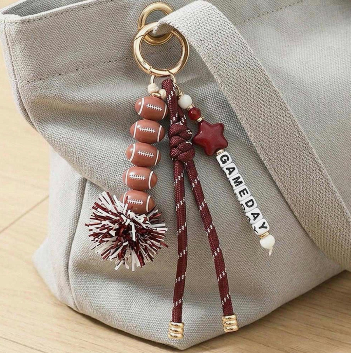 Gameday Football Keychains - Maroon & White