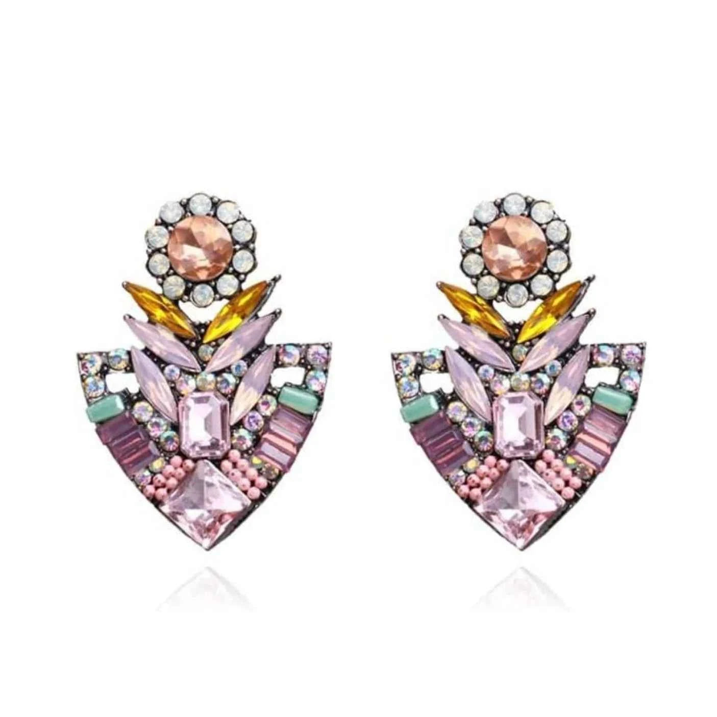Colorful Crystal Statement Earrings