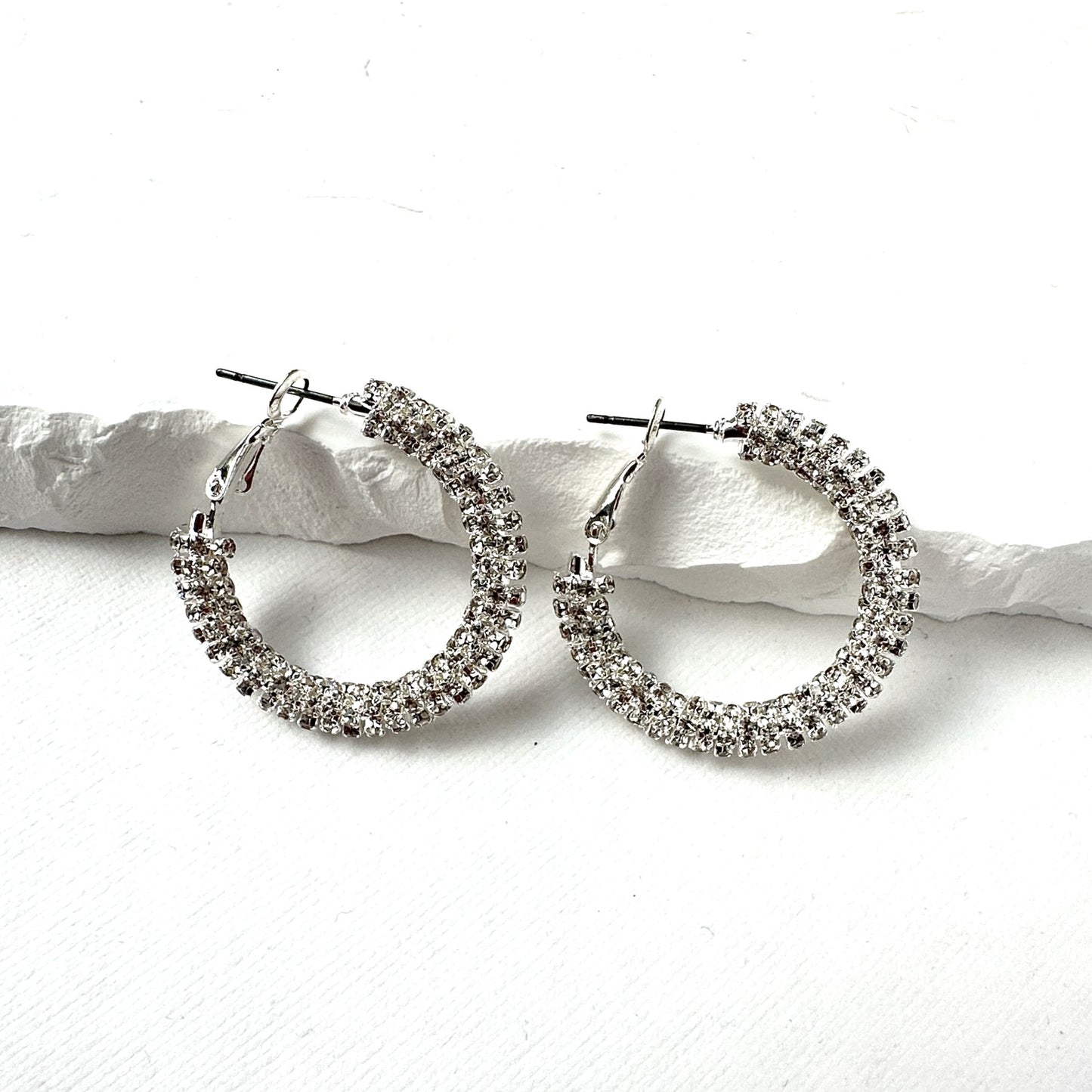 Sparkle Silver Hoops