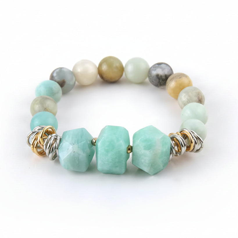Amazonite Stretch Bracelet - Turquoise or White