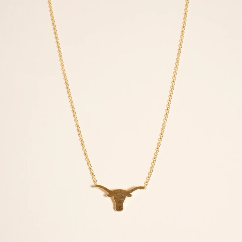 18K Gold Dipped Longhorn Steer Head Necklace