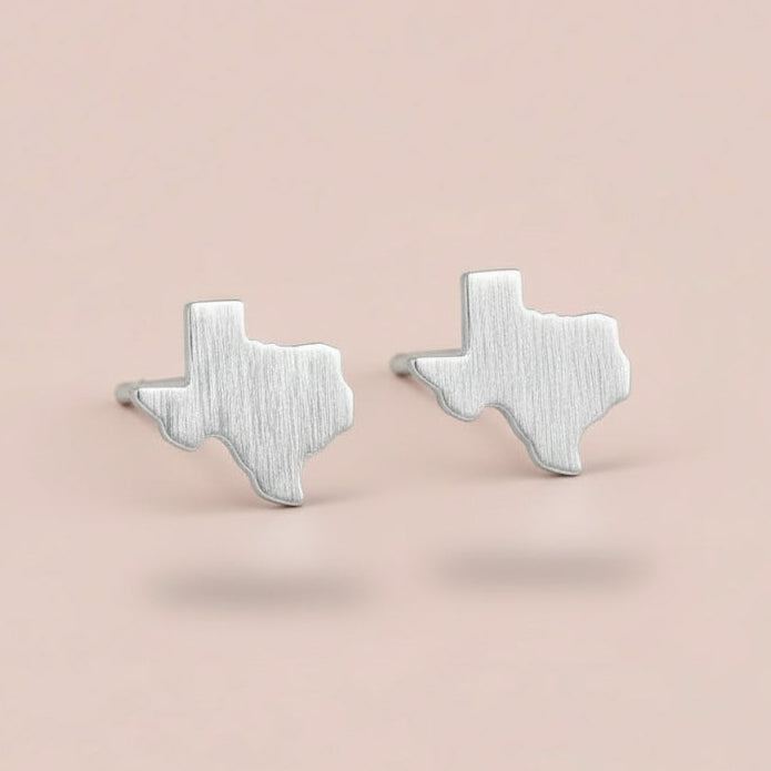 Brushed Silver Texas Stud Earrings