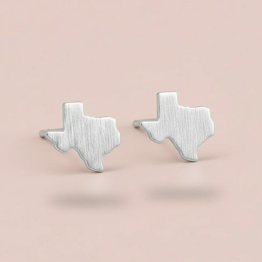 Brushed Silver Texas Stud Earrings