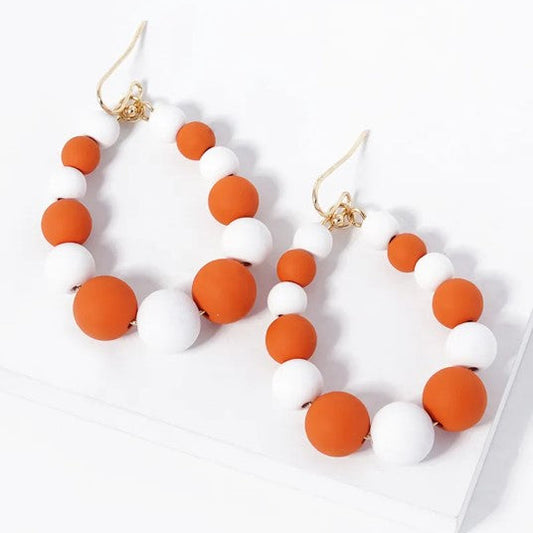 Orange & White Beaded Earrings