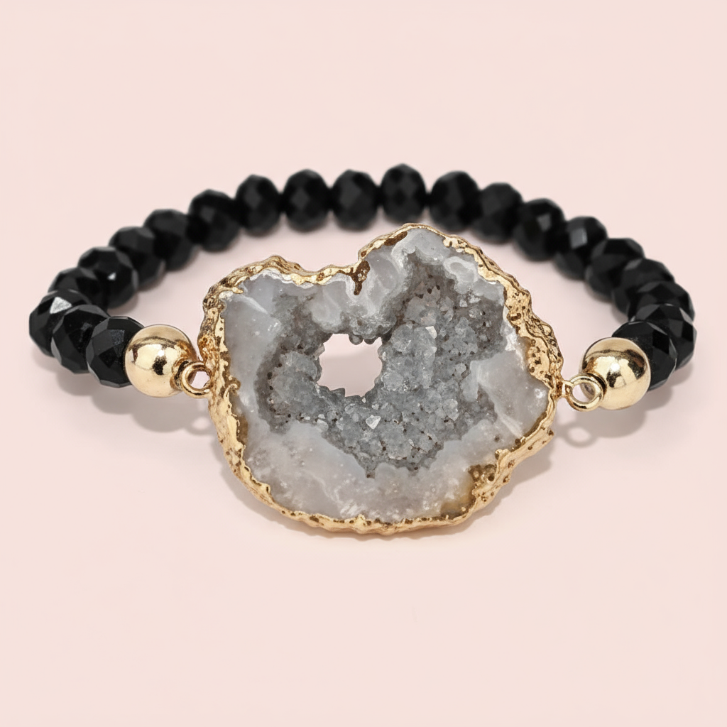 Black Faceted Bead Bracelet