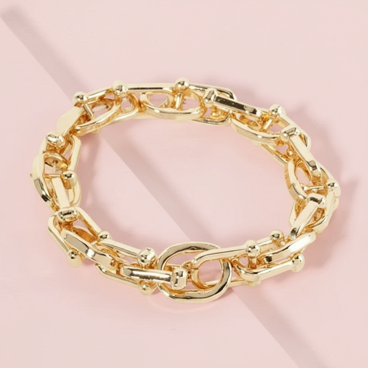 Gold Tone Link Stretch Bracelet