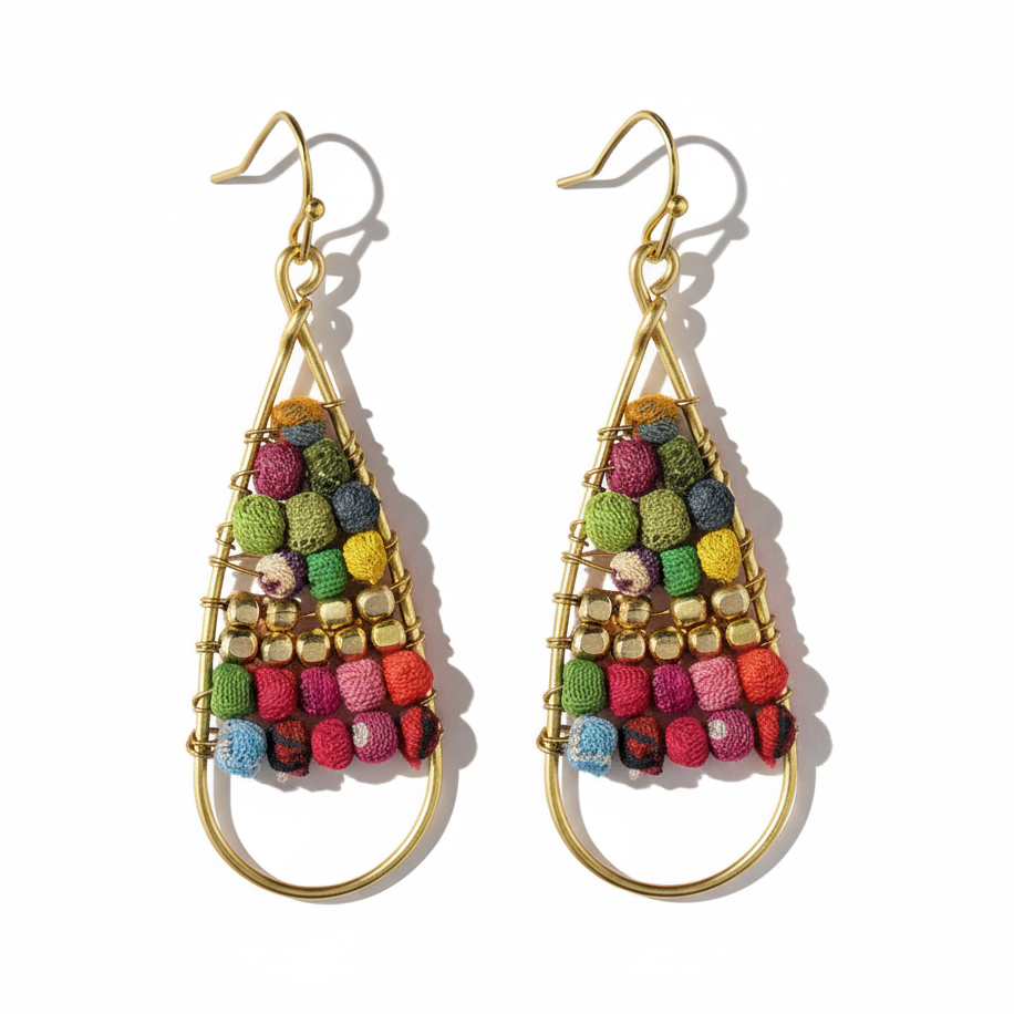 Handmade Teardrop Earrings - Square