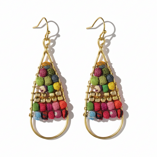 Handmade Teardrop Earrings - Square