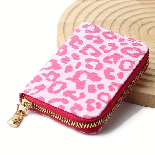 Mini Zip Wallet - Fuchsia Leopard