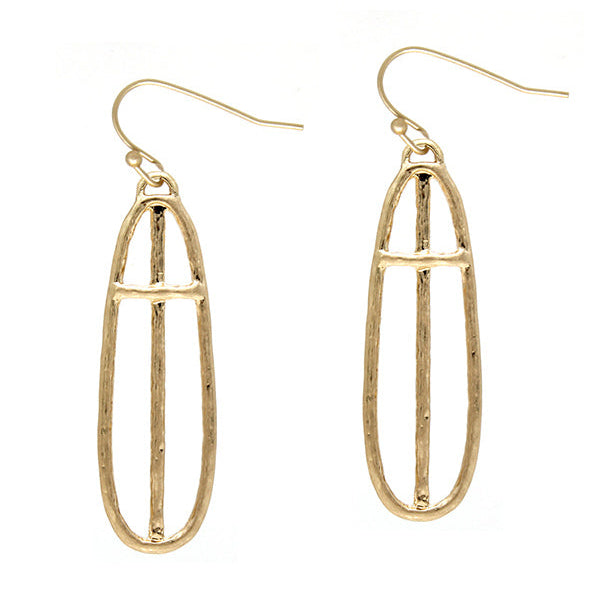 Oval Cross Drop Earrings
