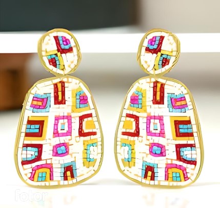 White Boho Seed Bead Drop Earrings