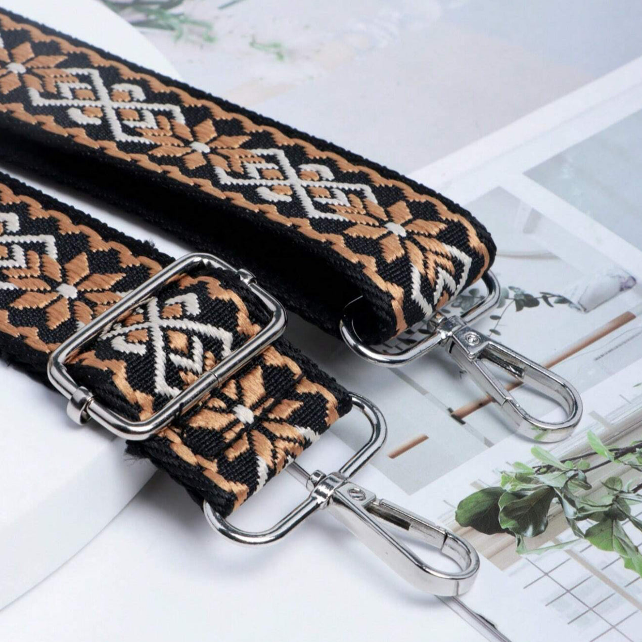 Purse/Guitar Strap - Brown, Black, Ivory