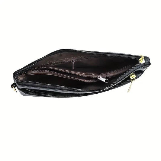 Vegan Leather Wristlet & Crossbody Bag - Black