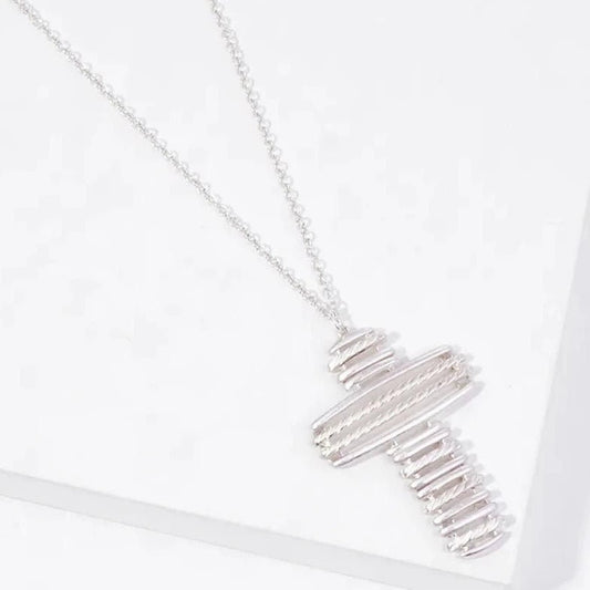 Linked Cross Pendant Long Necklace